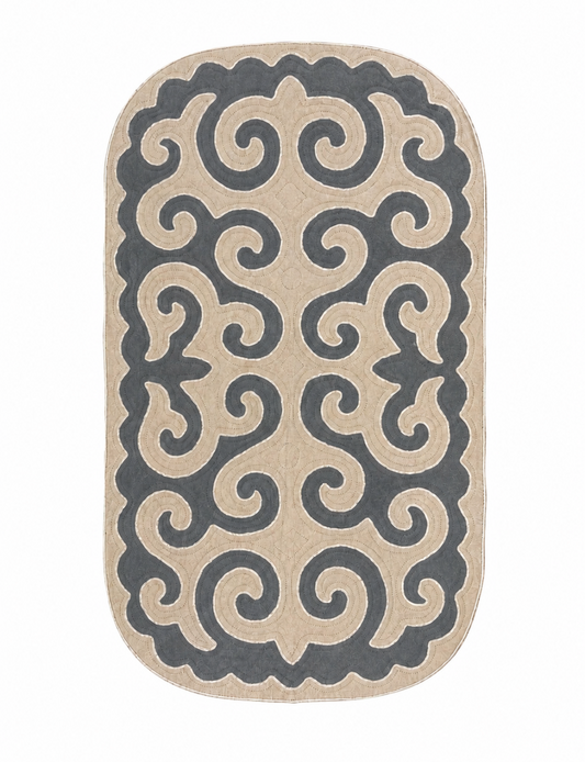Syrmak with rounded corners Beige & Anthracite grey