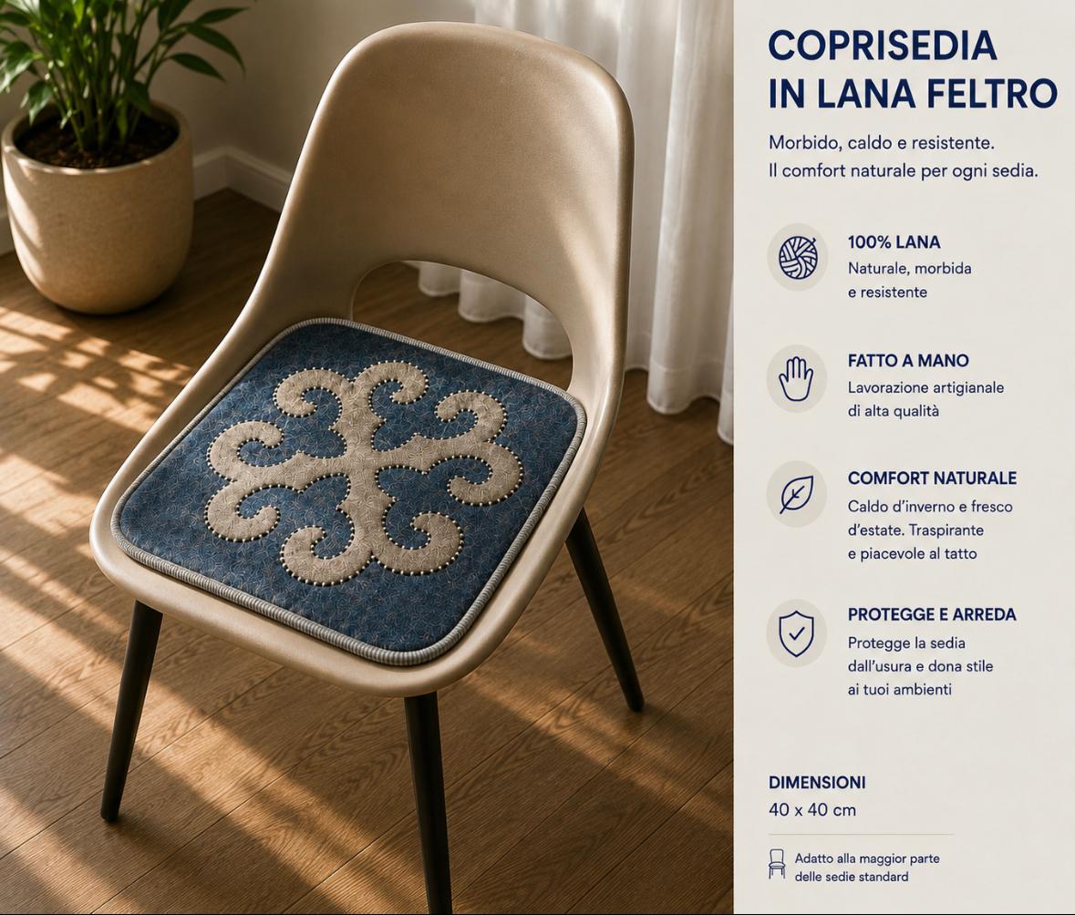 Coprisedia in Feltro Blu &Grigio
