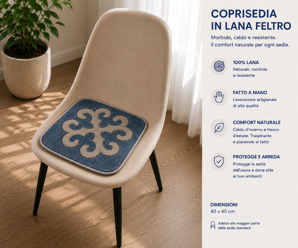 Coprisedia in Feltro Blu &Grigio