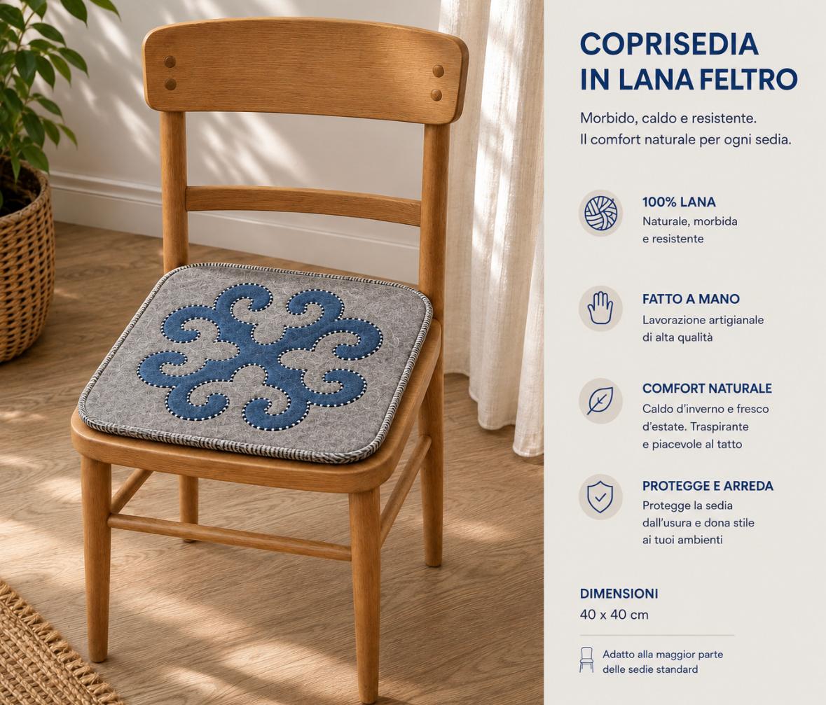 Coprisedia in Feltro Grigio&Blu