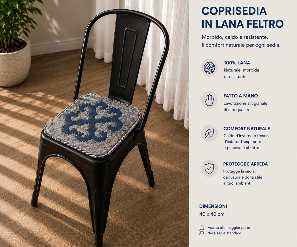 Coprisedia in Feltro Grigio&Blu