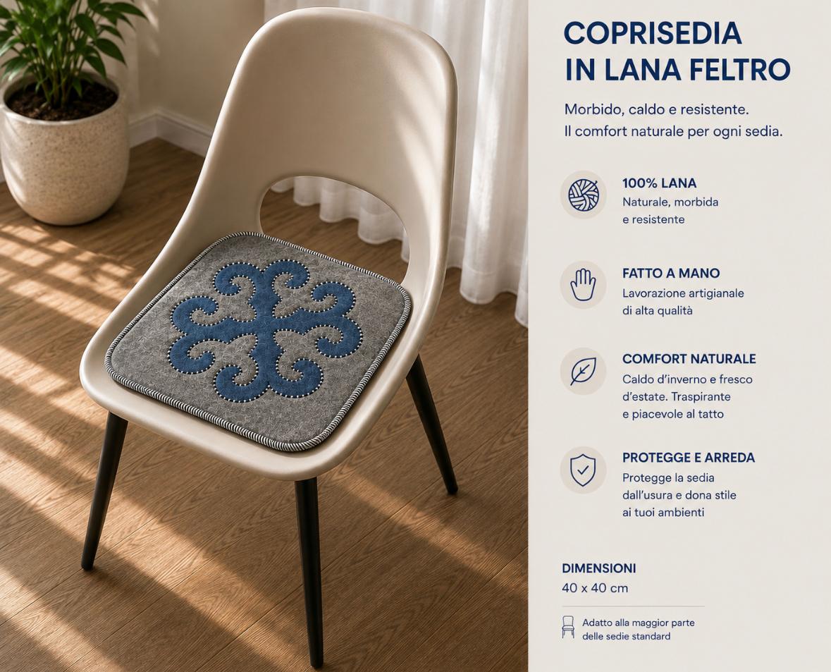Coprisedia in Feltro Grigio&Blu