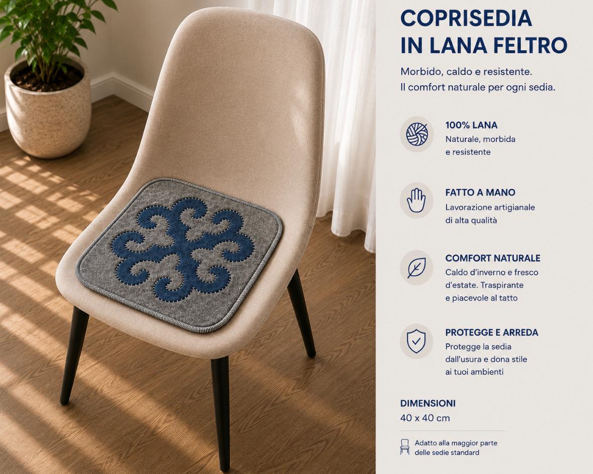 Coprisedia in Feltro Grigio&Blu