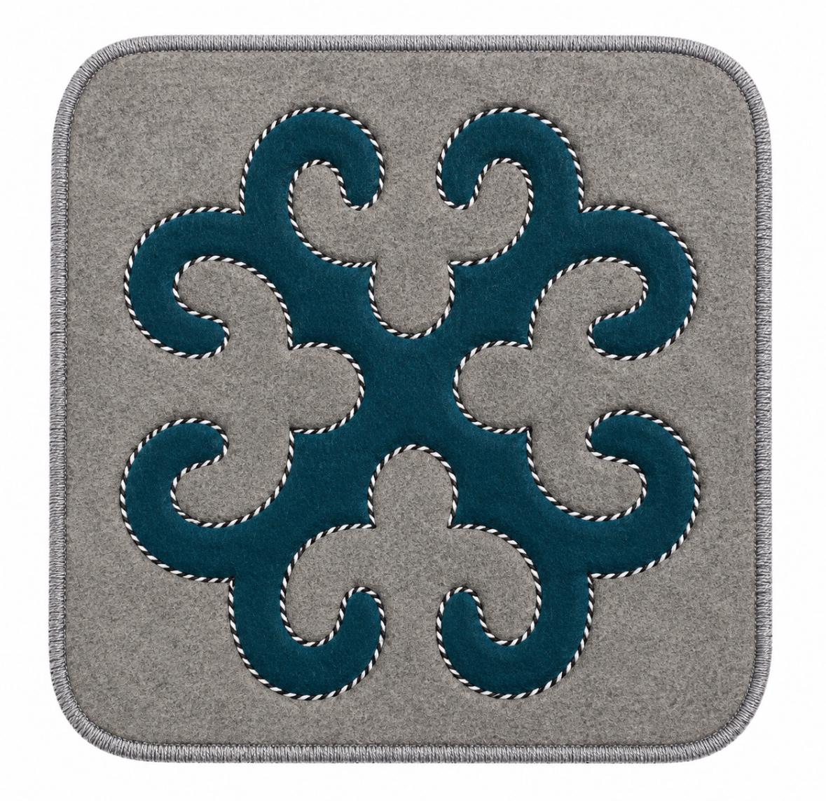 Grey & petrol blue felt chair cover