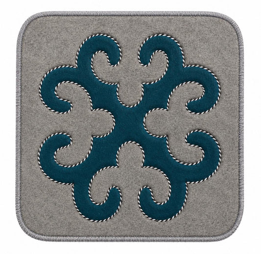 Grey & petrol blue felt chair cover