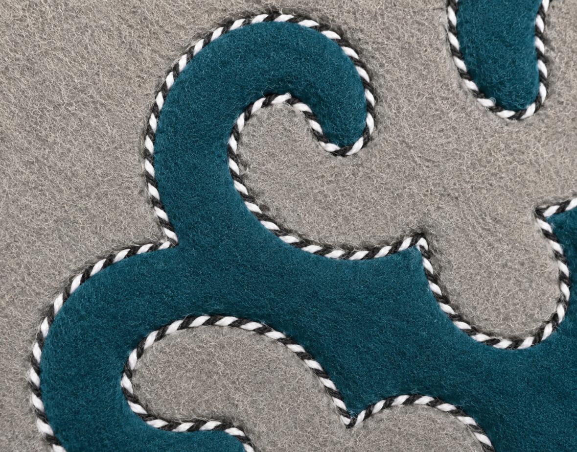 Grey & petrol blue felt chair cover