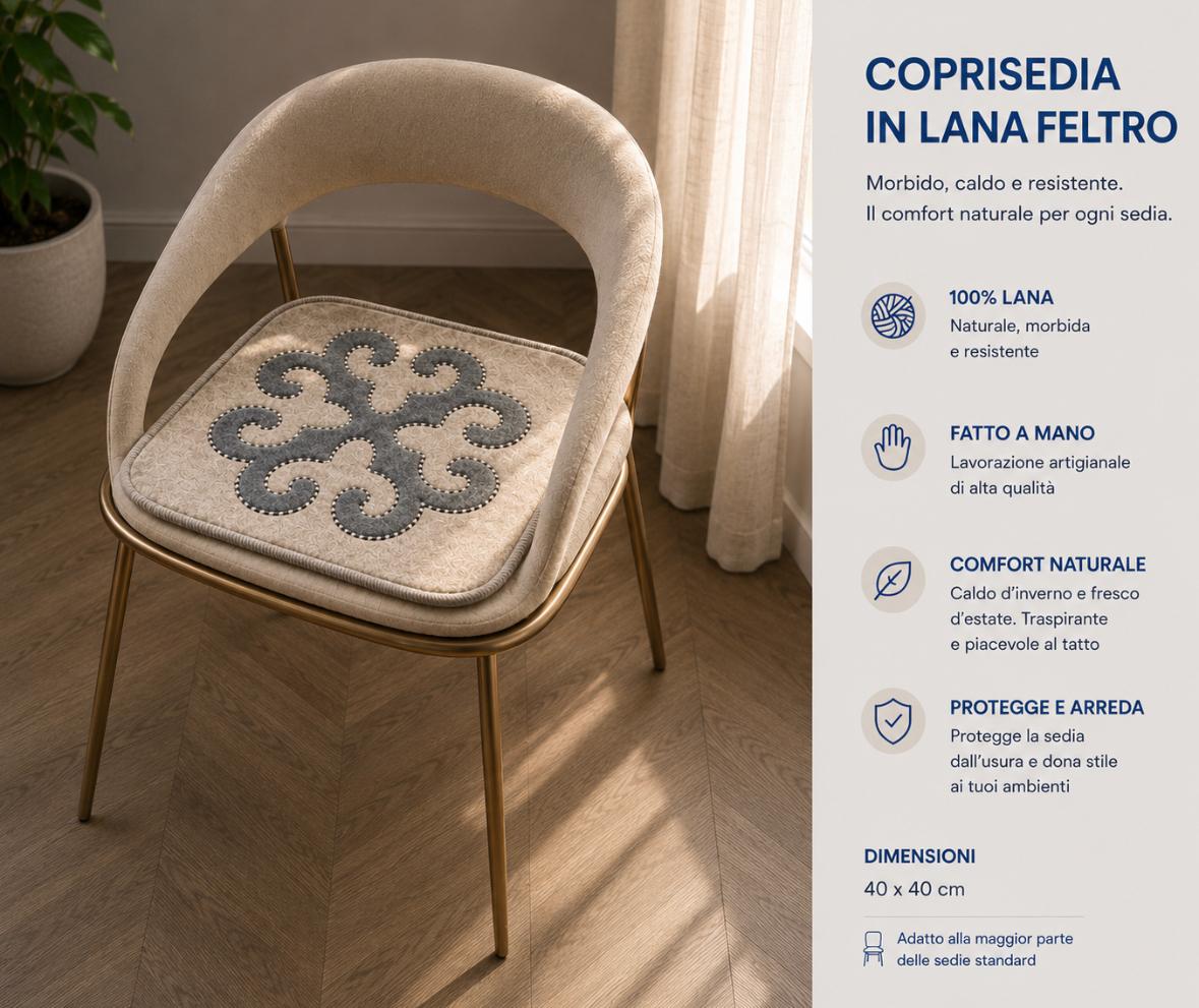Coprisedia in feltro Avorio & Grigio