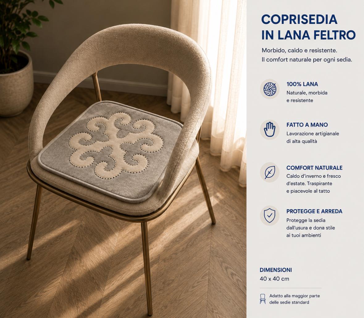 Coprisedia in feltro Grigio&Avorio
