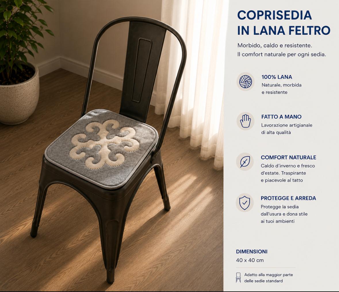 Coprisedia in feltro Grigio&Avorio