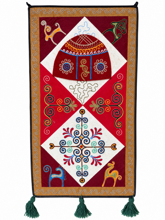 "Birth of Traditions" felt panel - Red & Red