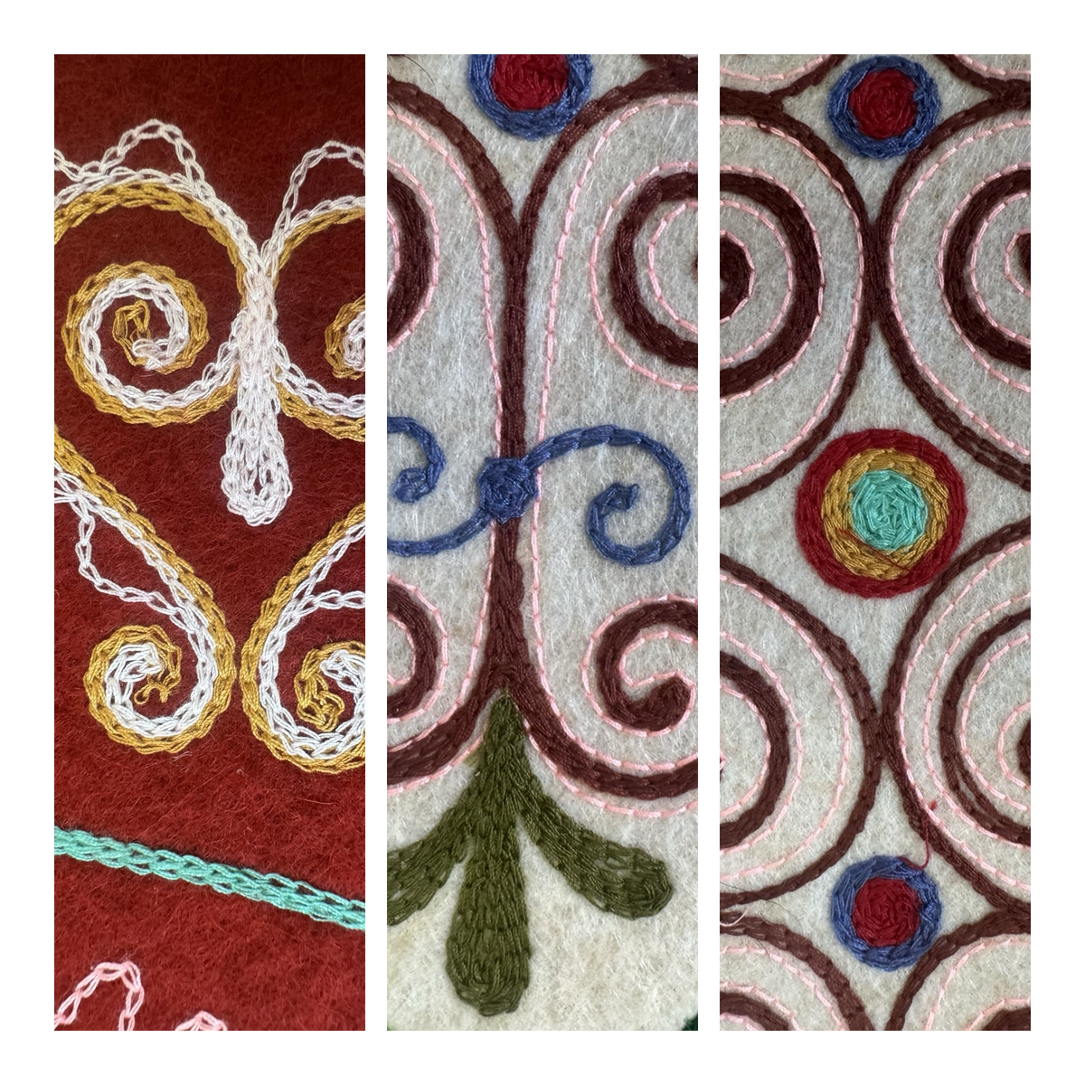 "Birth of Traditions" felt panel - Green & Red