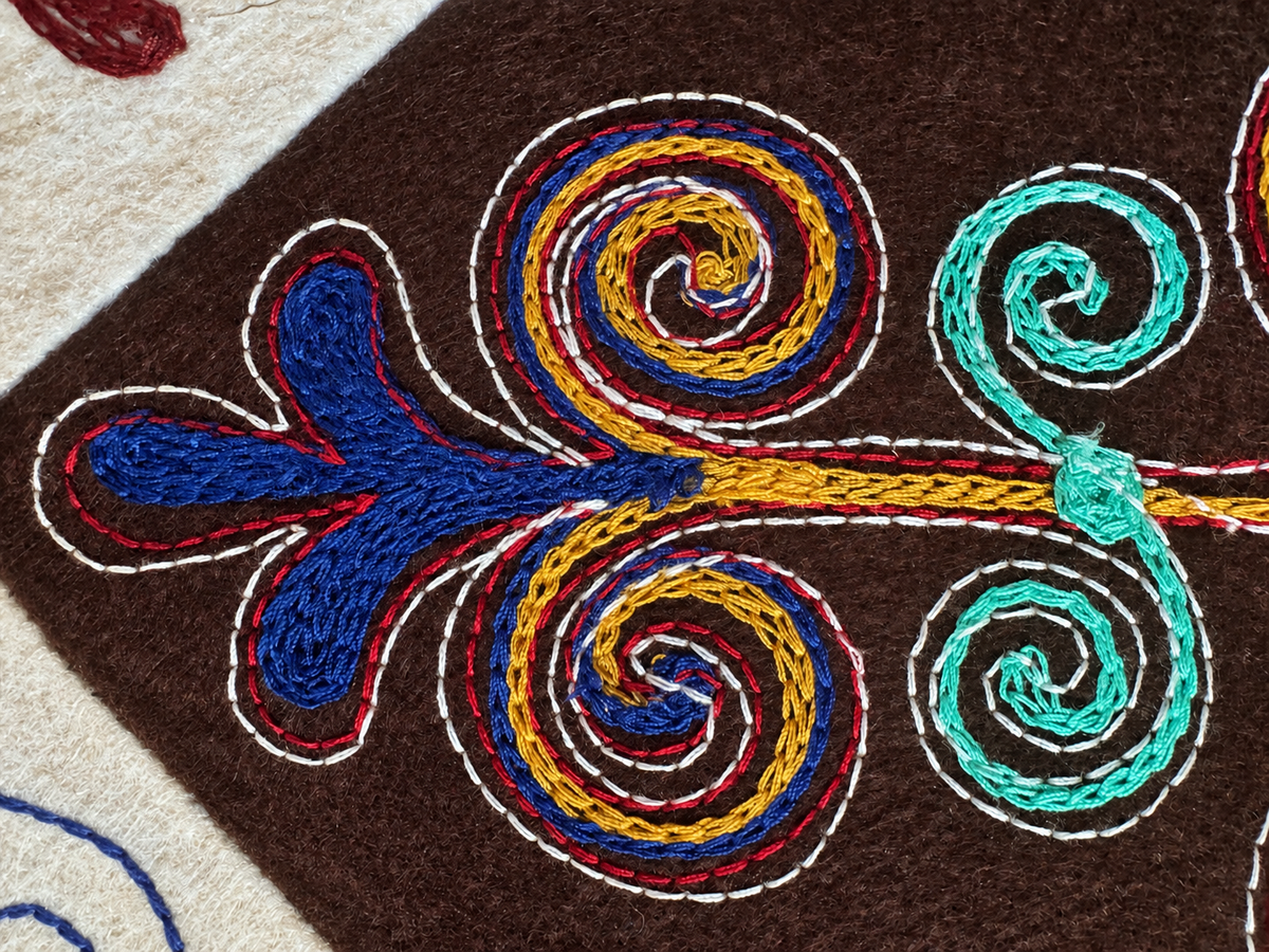 "Birth of Traditions" felt panel - Green, Brown & Red