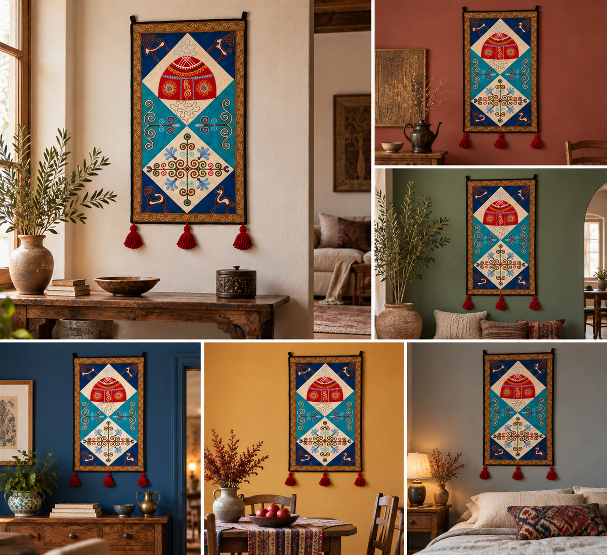 Pannello di feltro "Birth of Traditions" - Blue & Red