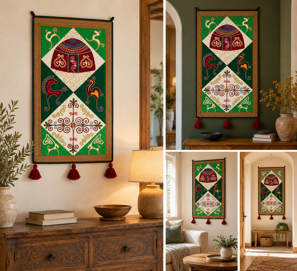 "Birth of Traditions" felt panel - Green & Red