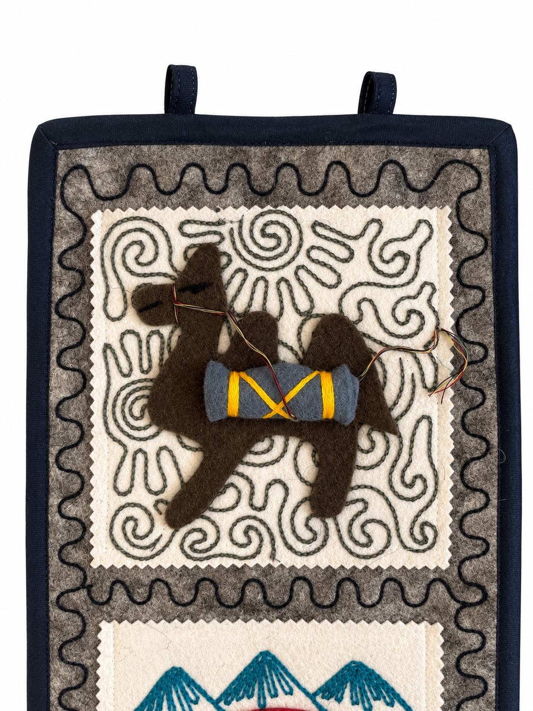 "Caravan Tales" felt organizer - Brown Camel & Red Yurt