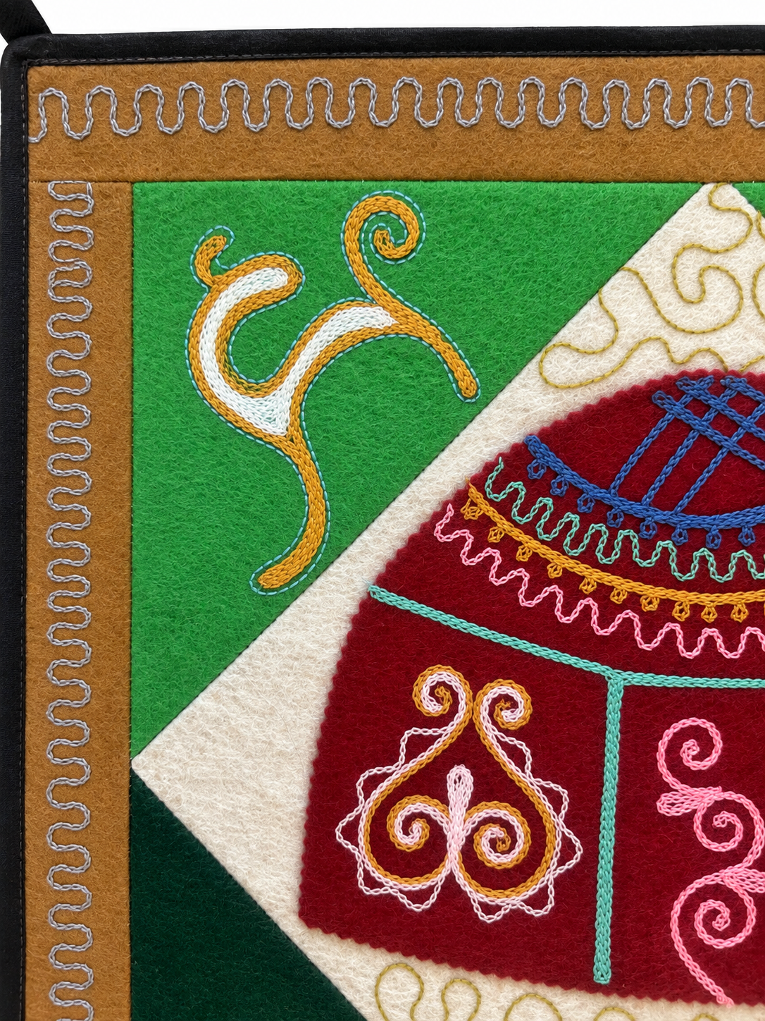 "Birth of Traditions" felt panel - Green & Red