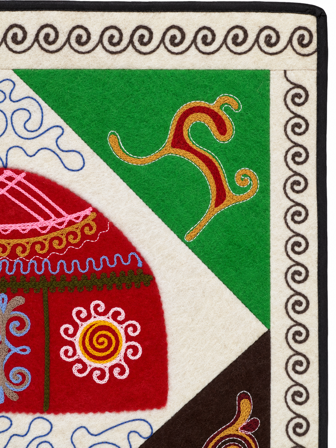 "Birth of Traditions" felt panel - Green, Brown & Red