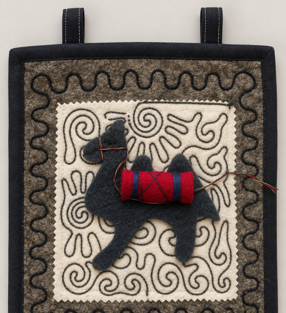 Organizer in feltro "Caravan Tales" - Cammello Grigio & Yurta Arancione