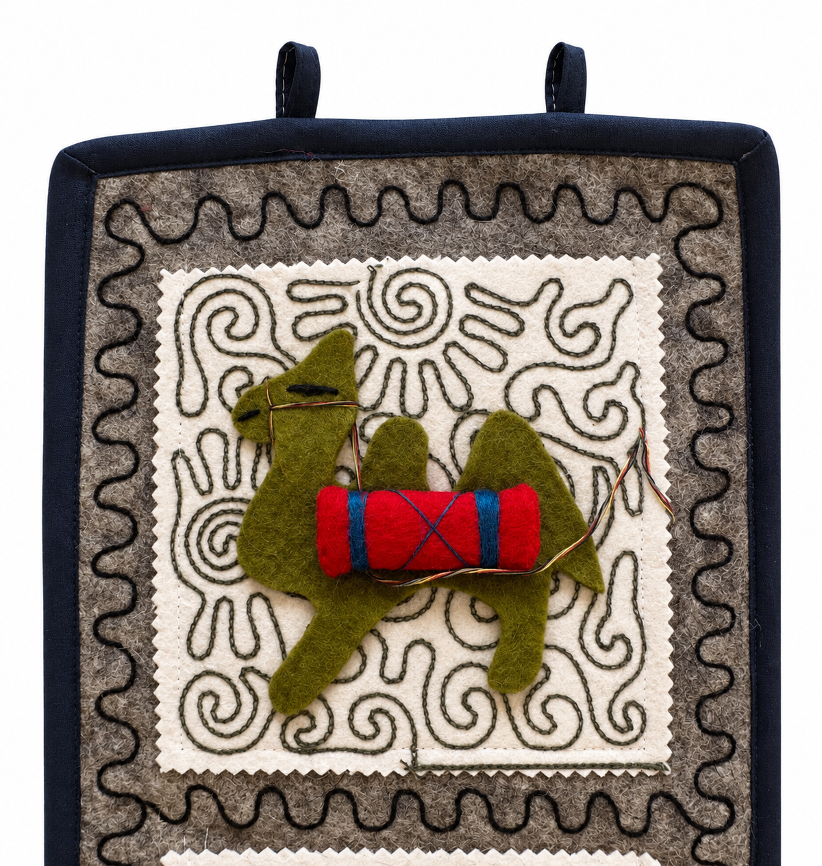 "Caravan Tales" felt organizer - Teal Camel & Red Yurt ver. 3