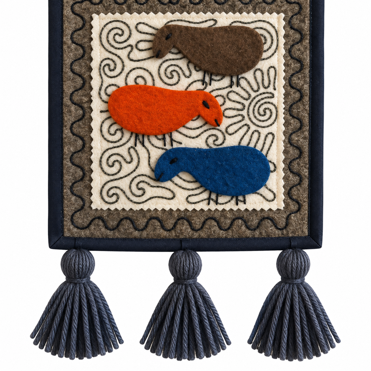 Organizer in feltro "Caravan Tales" - Cammello Verde petrolio & Yurta Blue
