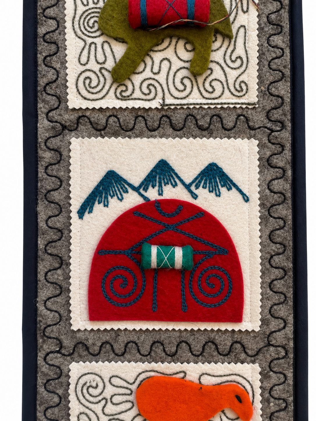 "Caravan Tales" felt organizer - Teal Camel & Red Yurt ver. 3