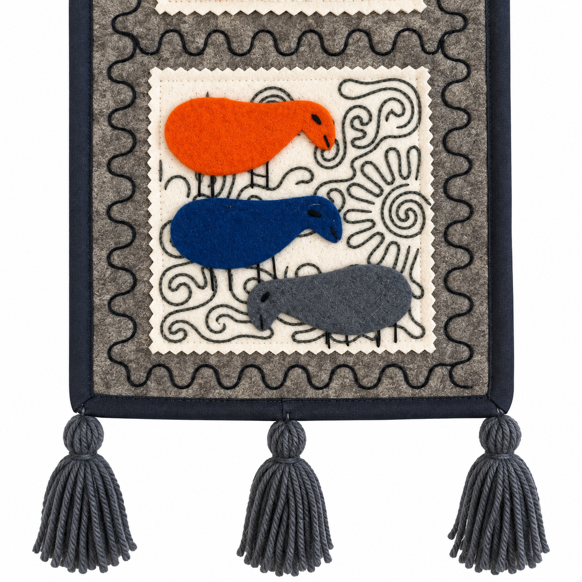 "Caravan Tales" felt organizer - Petrol Green Camel & Red Yurt ver. 2