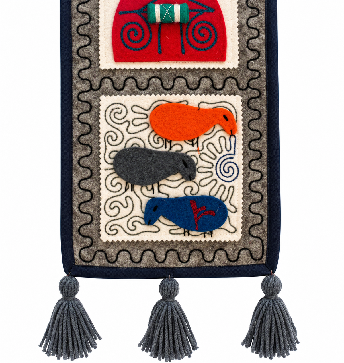 "Caravan Tales" felt organizer - Teal Camel & Red Yurt ver. 3