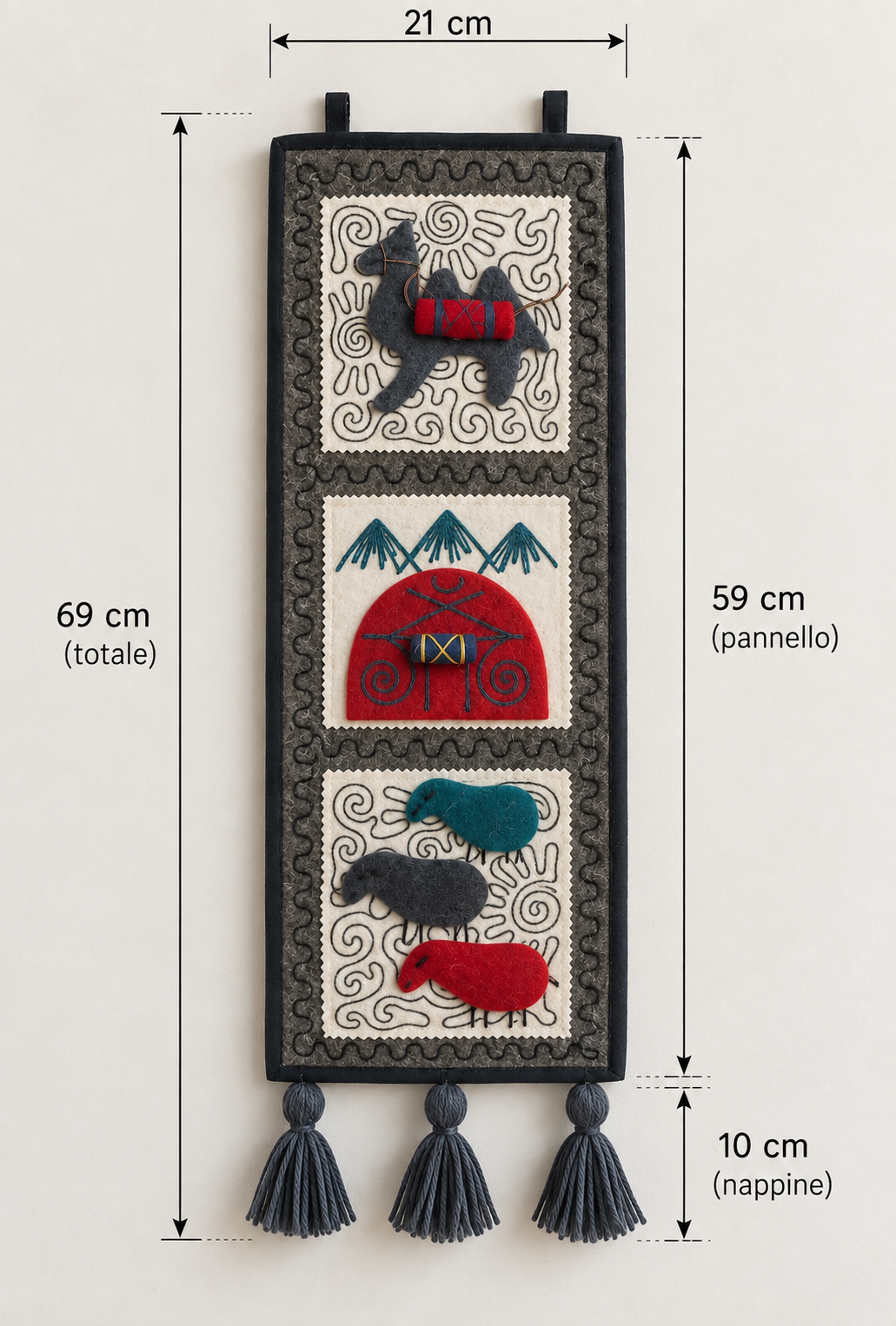 Organizer in feltro "Caravan Tales" - Cammello Grigio & Yurta Arancione