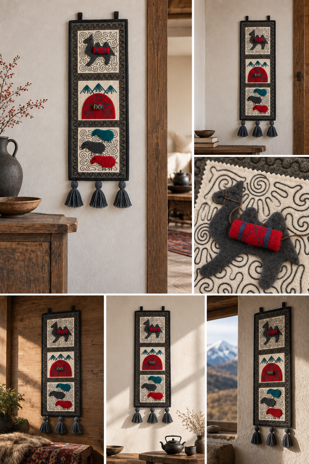 Organizer in feltro "Caravan Tales" - Cammello Grigio & Yurta Arancione