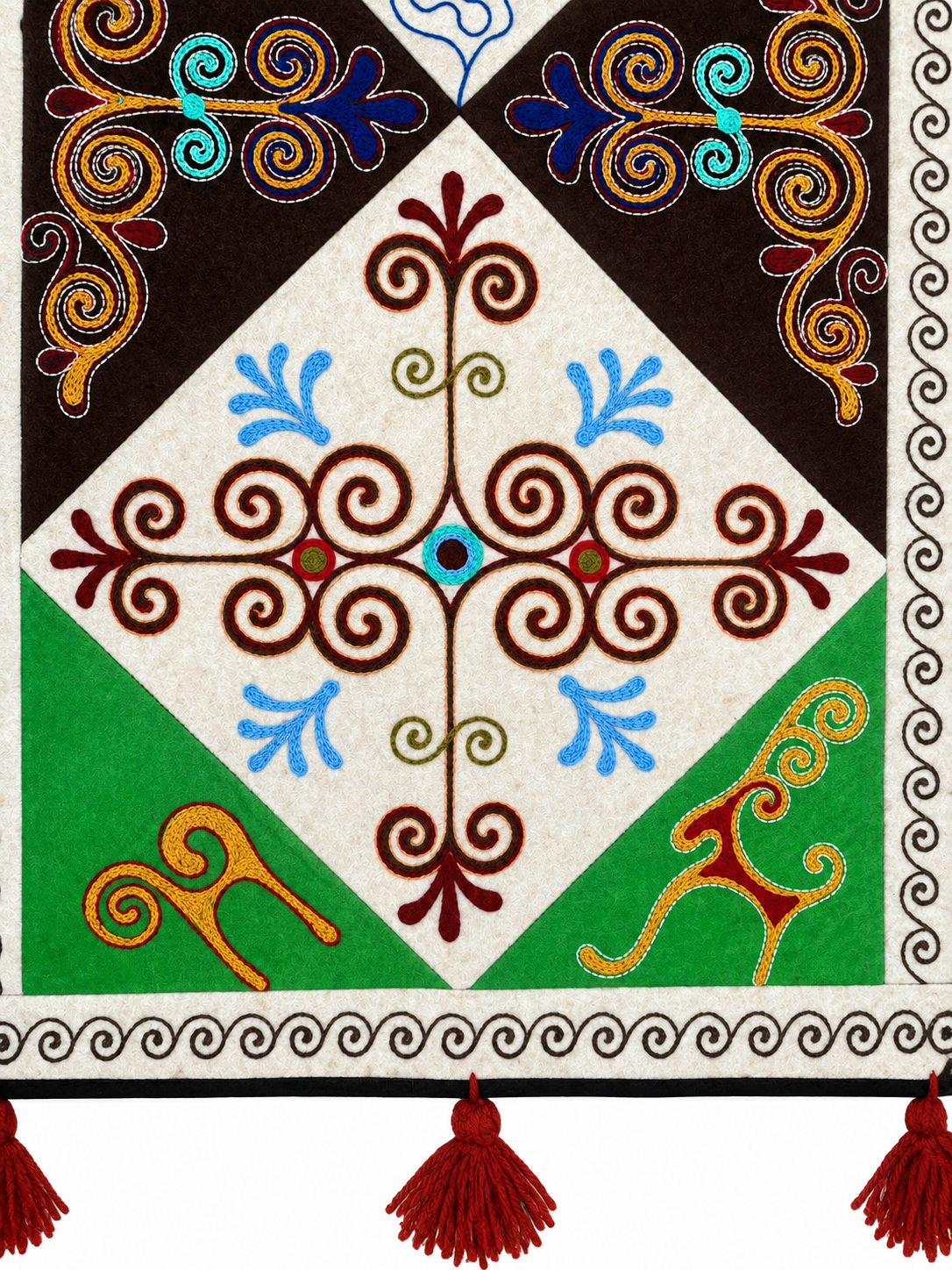 "Birth of Traditions" felt panel - Green, Brown & Red