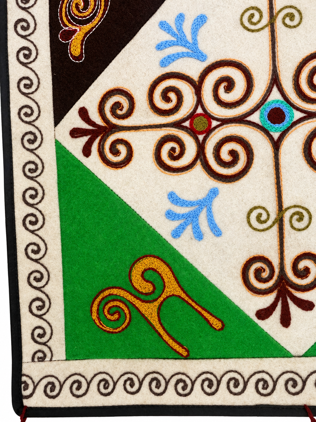 "Birth of Traditions" felt panel - Green, Brown & Red