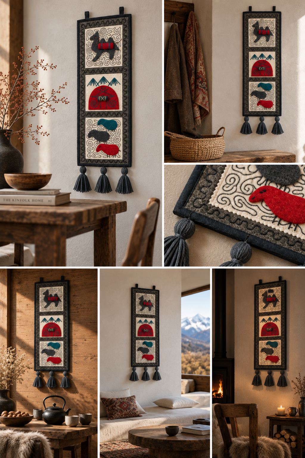 Organizer in feltro "Caravan Tales" - Cammello Grigio & Yurta Arancione