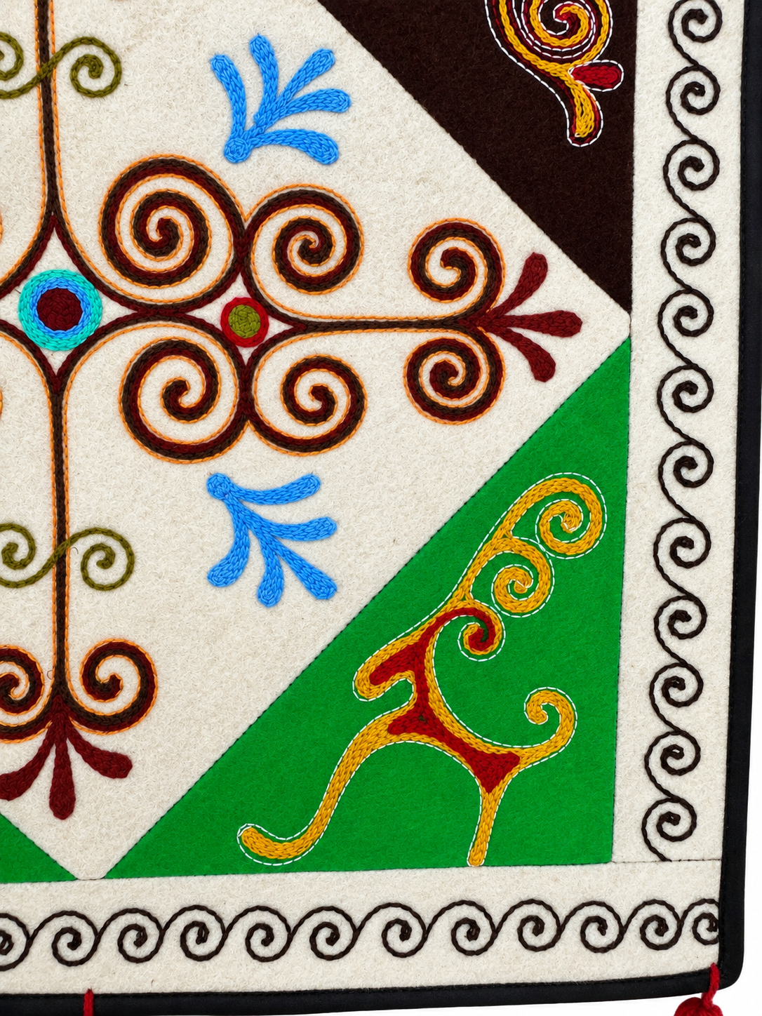 "Birth of Traditions" felt panel - Green, Brown & Red