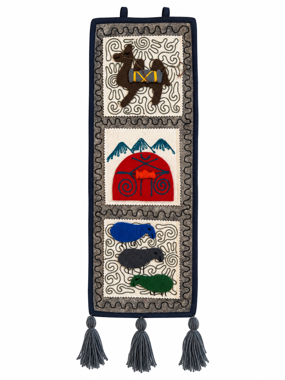 "Caravan Tales" felt organizer - Brown Camel & Red Yurt