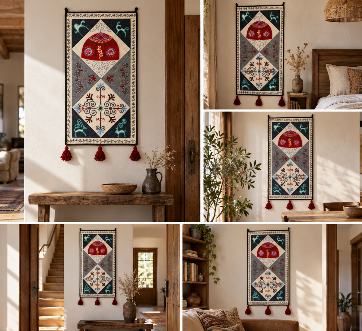 Pannello di feltro "Birth of Traditions" - Greys & Red