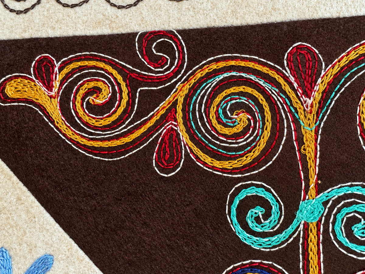 "Birth of Traditions" felt panel - Green, Brown & Red