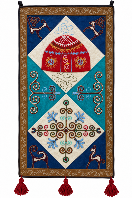 "Birth of Traditions" felt panel - Blue & Red