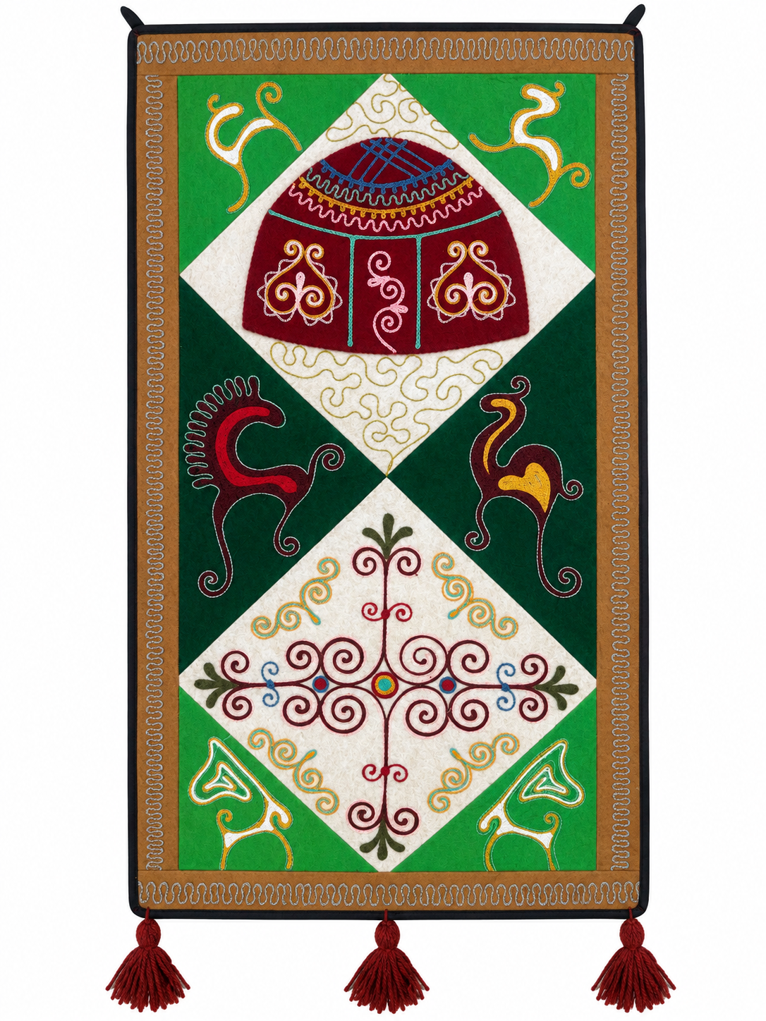 "Birth of Traditions" felt panel - Green & Red